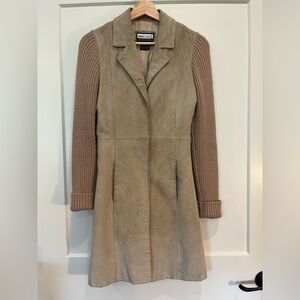 Wet Seal y2k Penny Lane cottagecore knee length tan color suede A line jacket XS